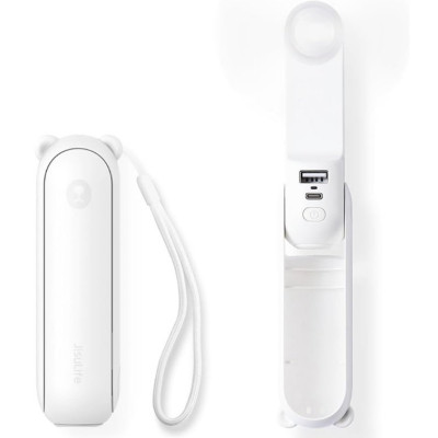 Ανεμιστηράκι JisuLife F8 Handheld Fan Life8 Φορητό Επαναφορτιζόμενο με Λουράκι Χειρός / Φακός 60 Lumens & PowerBank με 1 x Θύρα USB-A 2.000mAh - White (6975061530954)