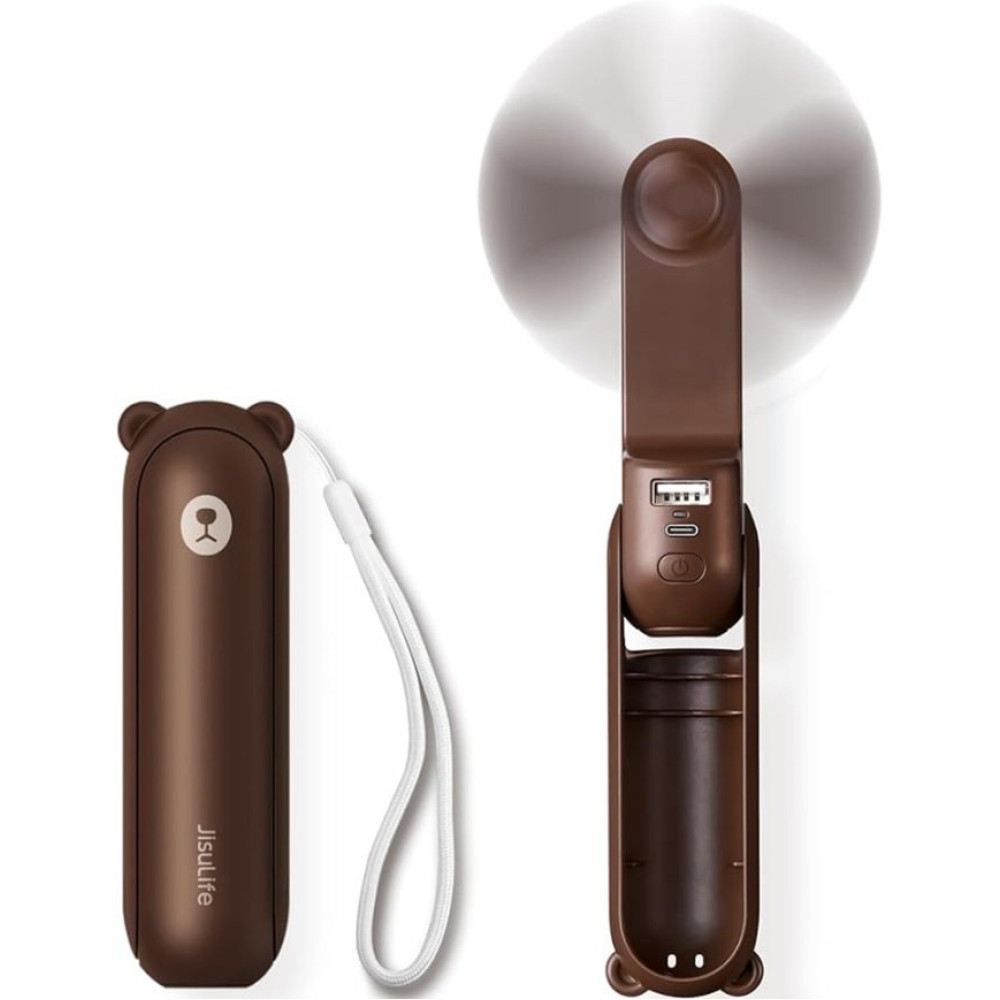 Ανεμιστηράκι JisuLife F8 Handheld Fan Life8 Φορητό Επαναφορτιζόμενο με Λουράκι Χειρός / Φακός 60 Lumens & PowerBank με 1 x Θύρα USB-A 2.000mAh - Brown (6975061530992)