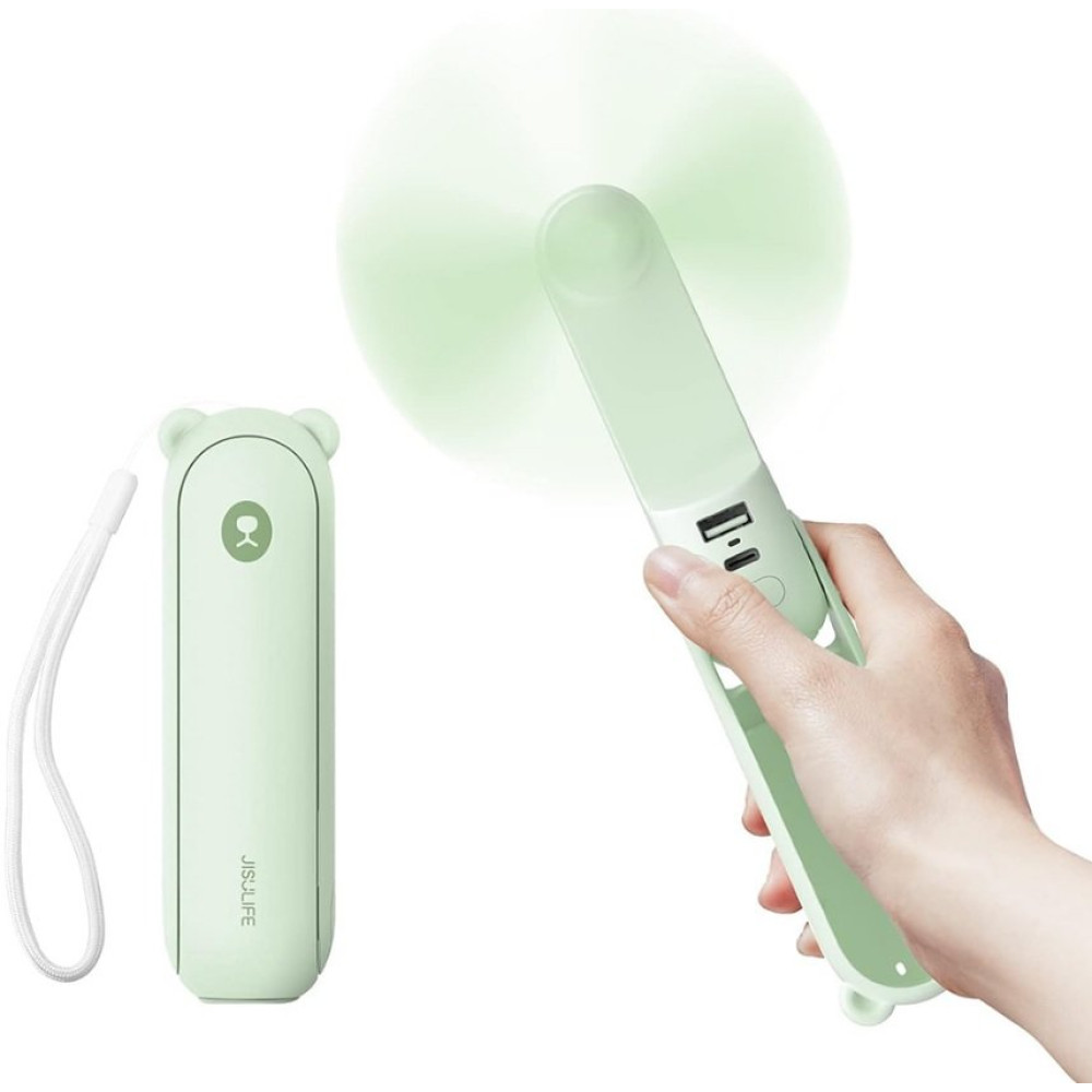 Ανεμιστηράκι JisuLife F8X Handheld Fan Life8 Plus Φορητό Επαναφορτιζόμενο με Λουράκι Χειρός / Φακός 60 Lumens & PowerBank με 1 x Θύρα USB-A 4.500mAh - Mint Green (6975061531012)