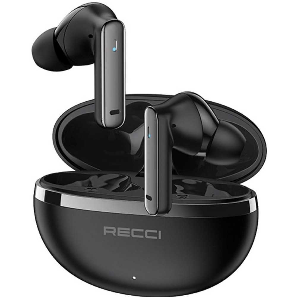 Bluetooth Ακουστικά Recci REP-W88 TWS Ασύρματα με Θήκη Φόρτισης & Τεχνολογία ANC Ακύρωσης Θορύβου - Black (6955482530764)