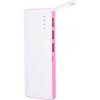 PowerBank Remax Proda PPP-11 LED Star Talk Φορητή Μπαταρία Φόρτισης 12.000mAh με Φακό & 3 x USB-A 2.1A - White / Pink (5206015026218)