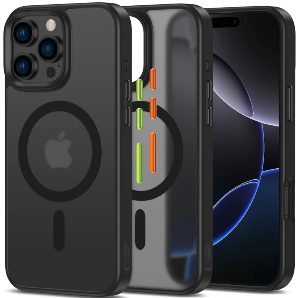 Θήκη iPhone 16 Pro Tech-Protect MagMat XT 3-Set Ημιδιάφανη με MagSafe & 3 Εναλλάξιμα Καλύμματα Κουμπιών - Matte Black (5906302368136)