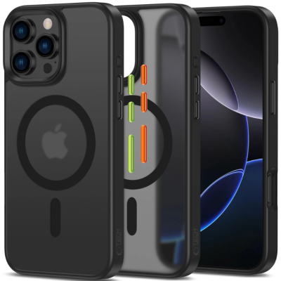 Θήκη iPhone 16 Pro Tech-Protect MagMat XT 3-Set Ημιδιάφανη με MagSafe & 3 Εναλλάξιμα Καλύμματα Κουμπιών - Matte Black (5906302368136)