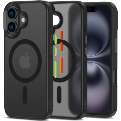 Θήκη iPhone 16 Tech-Protect MagMat XT 3-Set Ημιδιάφανη με MagSafe & 3 Εναλλάξιμα Καλύμματα Κουμπιών - Matte Black (5906302368150)