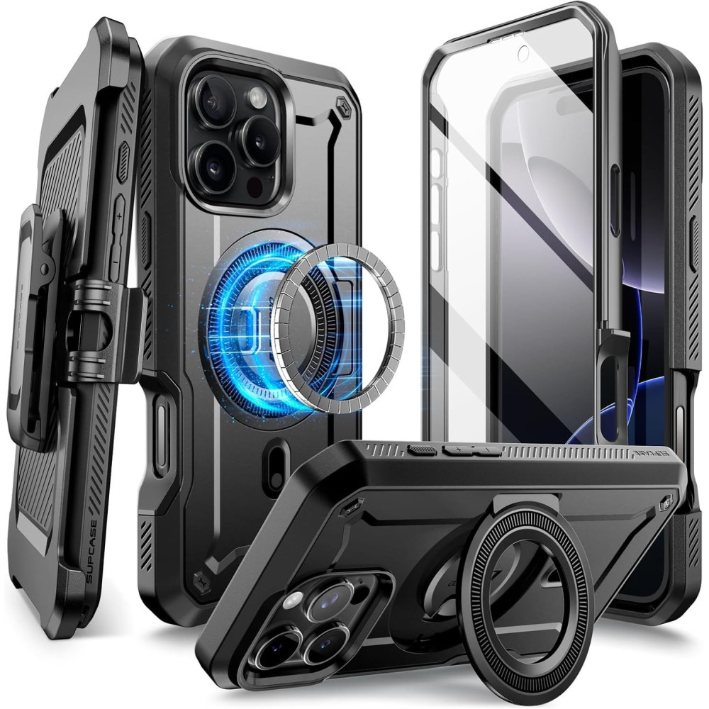 Θήκη iPhone 16 Pro Max Supcase Unicorn Beetle Pro Mag Ανθεκτική Full Body 360° με MagSafe - Black (843439150744)