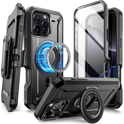 Θήκη iPhone 16 Pro Max Supcase Unicorn Beetle Pro Mag Ανθεκτική Full Body 360° με MagSafe - Black (843439150744)