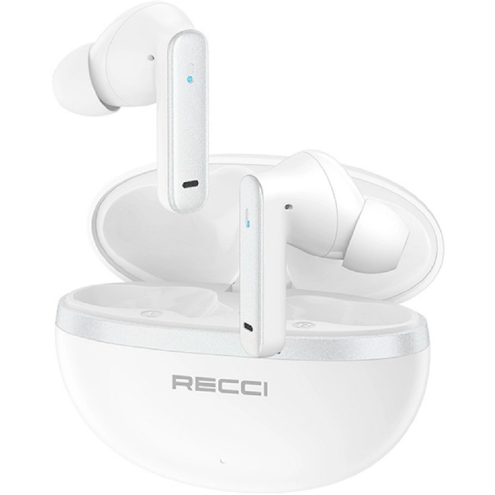 Bluetooth Ακουστικά Recci REP-W88 TWS Ασύρματα με Θήκη Φόρτισης & Τεχνολογία ANC Ακύρωσης Θορύβου - White (6955482530771)