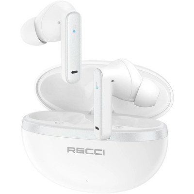 Bluetooth Ακουστικά Recci REP-W88 TWS Ασύρματα με Θήκη Φόρτισης & Τεχνολογία ANC Ακύρωσης Θορύβου - White (6955482530771)