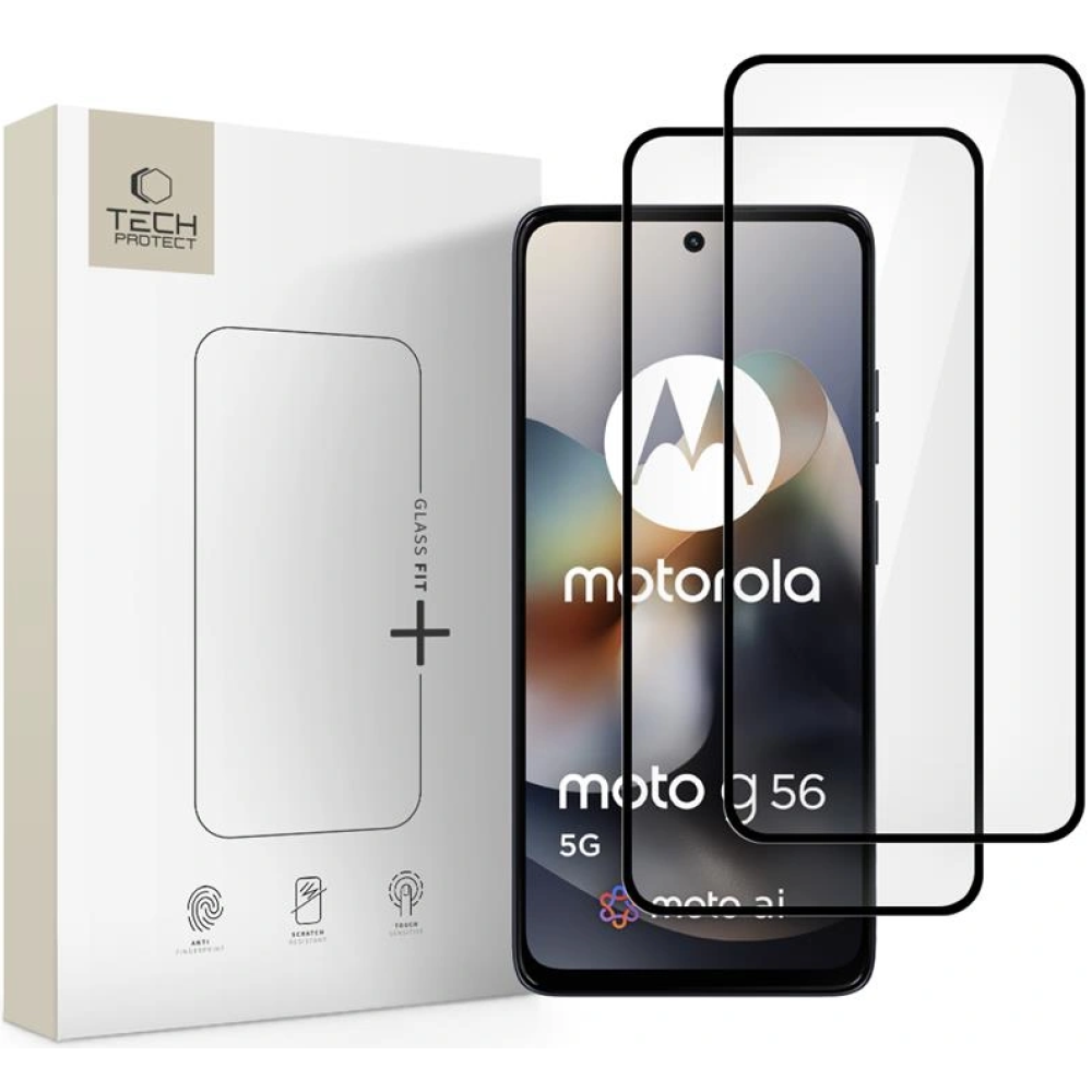 Tempered Glass Motorola Moto G56 Tech-Protect Glass Fit+ Full Face Αντιχαρακτικό Γυαλί Προστασίας Οθόνης 2 Τεμάχια - Black (5906302368969)
