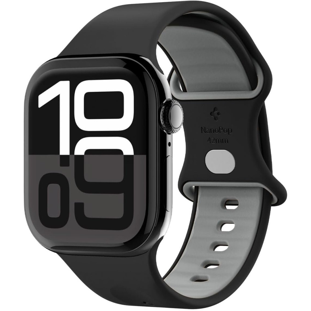 Λουράκι Apple Watch SE/11/10/9/8/7/6/5/4 (42/41/40mm) Spigen Nano Pop από Premium Σιλικόνη - Black Sesame (AMP09324)