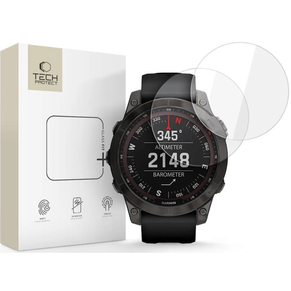 Tempered Glass Garmin Fenix 7 / 7 Pro 47mm Tech-Protect Glass Fit+ Αντιχαρακτικό Γυαλί Προστασίας Οθόνης 2 Τεμάχια - Clear (5906302318582)
