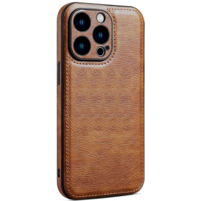 Θήκη iPhone 12 Pro Max Bodycell Prestige Backcover με Πλαίσιο Κάμερας - Brown (5206015068096)