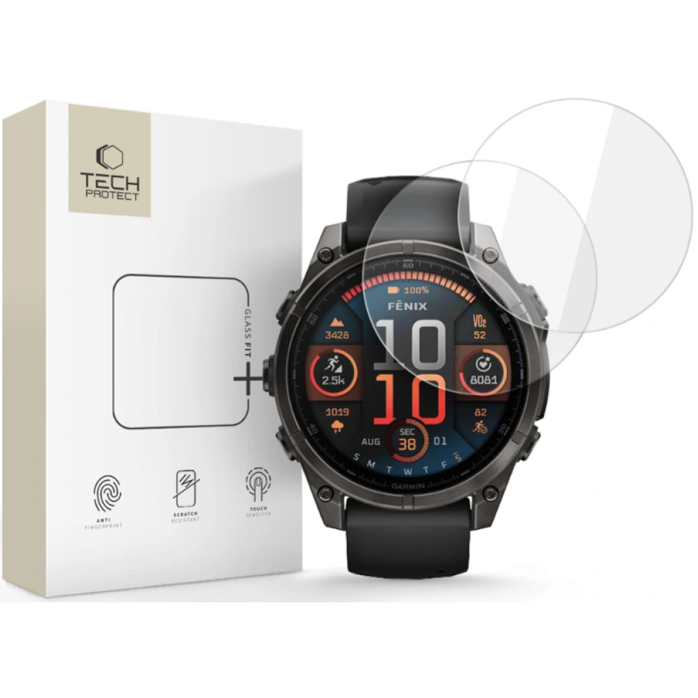 Tempered Glass Garmin Fenix 8 47mm Tech-Protect Glass Fit+ Αντιχαρακτικό Γυαλί Προστασίας Οθόνης 2 Τεμάχια - Clear (5906302318919)