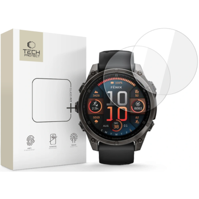 Tempered Glass Garmin Fenix 8 47mm Tech-Protect Glass Fit+ Αντιχαρακτικό Γυαλί Προστασίας Οθόνης 2 Τεμάχια - Clear (5906302318919)