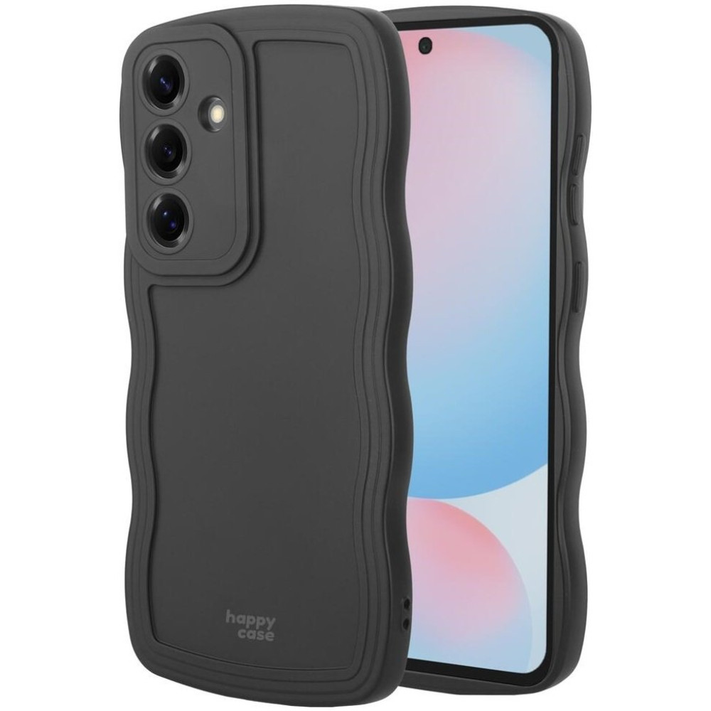 Θήκη Samsung Galaxy S24 FE HappyCase Wavy Σιλικόνης - Black (8719246478185)