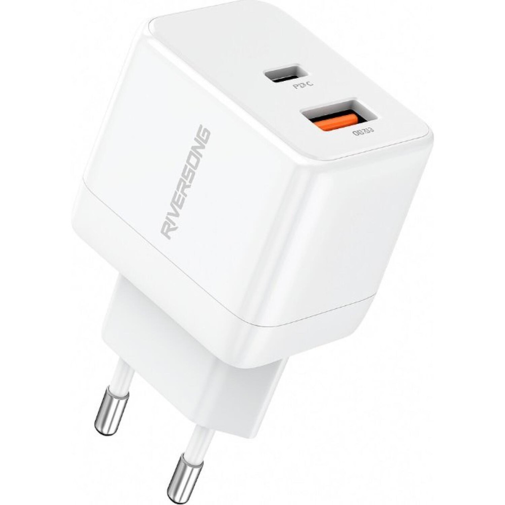 Φορτιστής Riversong PowerKub G30 Pro Γρήγορος Ταξιδιού / Αντάπτορας με 1 x USB-A / 1 x Type-C 30W - White (AD118W)