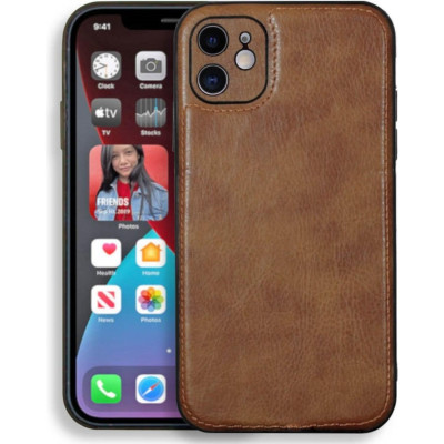 Θήκη iPhone 12 Bodycell Prestige Backcover με Πλαίσιο Κάμερας - Brown (5206015068010)
