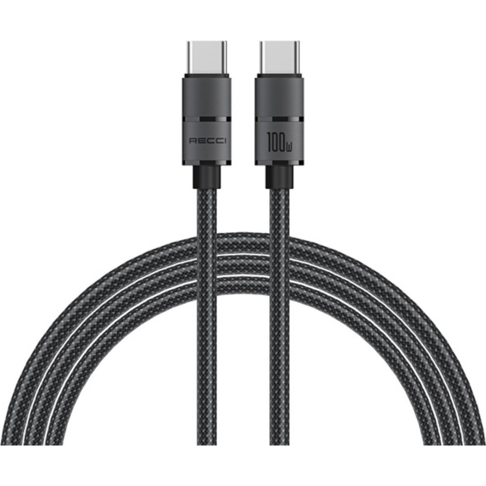 Καλώδιο Type-C Recci Warrior RS12CC Φόρτισης & Μεταφοράς Δεδομένων σε Type-C 200cm 100W - Black (6955482523377)