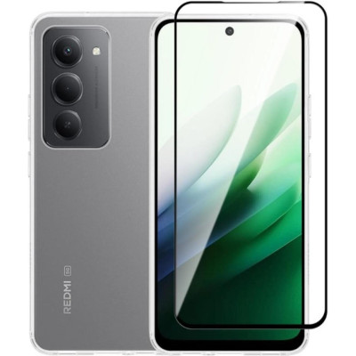 Θήκη & Tempered Glass Xiaomi Redmi 15 5G Vivid Set Gelly Case Σετ Διάφανη Σιλικόνης & Full Face Αντιχαρακτικό Γυαλί Προστασίας Οθόνης - Transparent / Black (VIGELLY484GLASSBK)