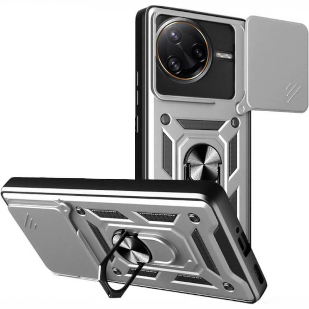Θήκη Xiaomi Poco F7 Ultra Bodycell Armor Slide Ανθεκτική με Κάλυμμα για την Κάμερα & Μεταλλικό Ring Holder - Silver (5206015082856)
