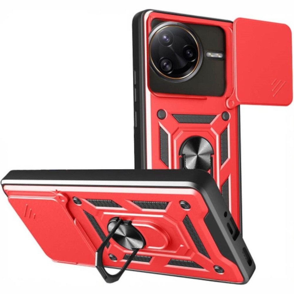Θήκη Xiaomi Poco F7 Ultra Bodycell Armor Slide Ανθεκτική με Κάλυμμα για την Κάμερα & Μεταλλικό Ring Holder - Red (5206015082849)