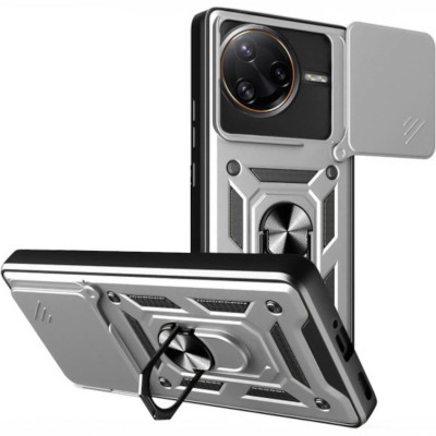 Θήκη Xiaomi Poco F7 Pro Bodycell Armor Slide Ανθεκτική με Κάλυμμα για την Κάμερα & Μεταλλικό Ring Holder - Silver (5206015082825)