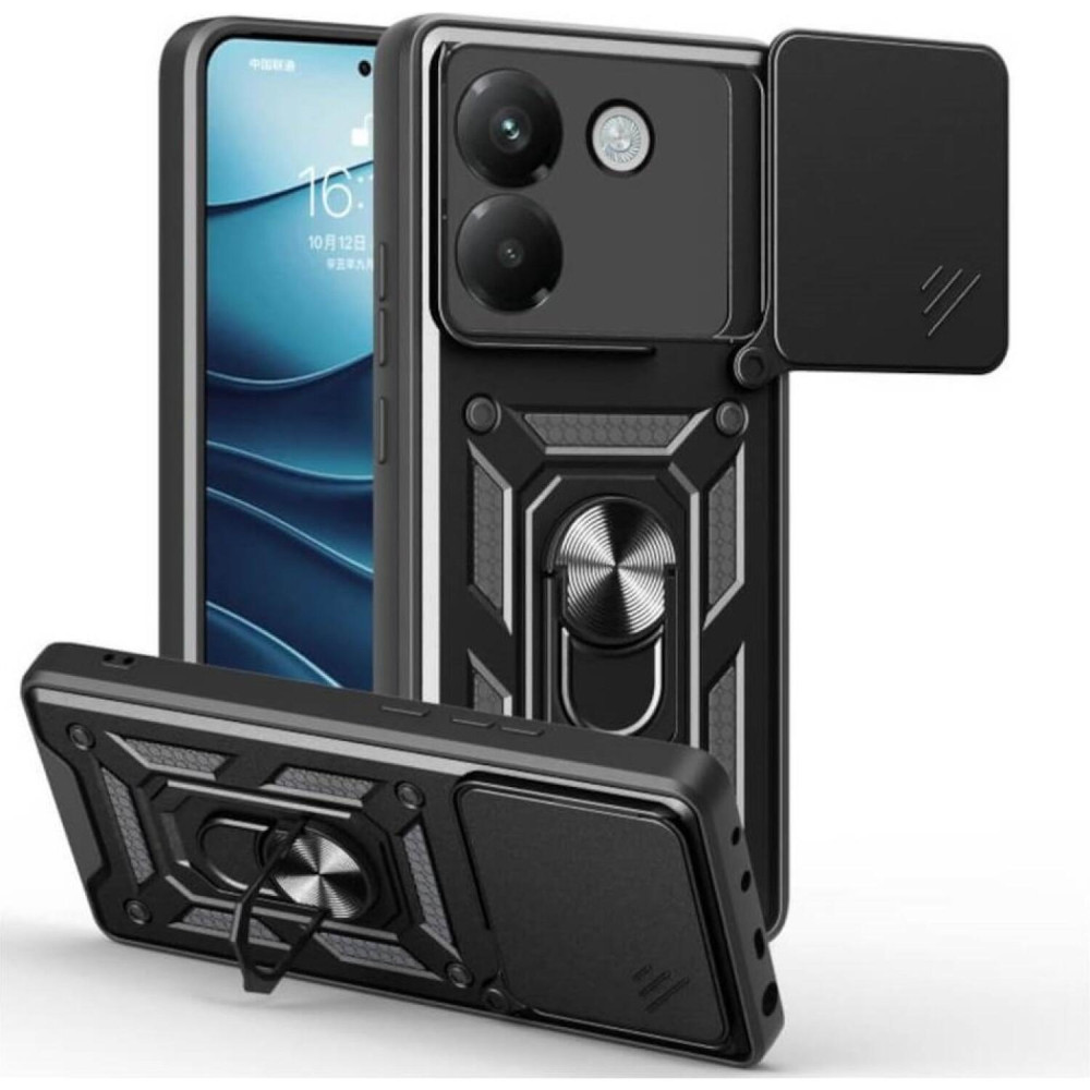 Θήκη Xiaomi Poco M7 Pro 5G Bodycell Armor Slide Ανθεκτική με Κάλυμμα για την Κάμερα & Μεταλλικό Ring Holder - Black (5206015082863)