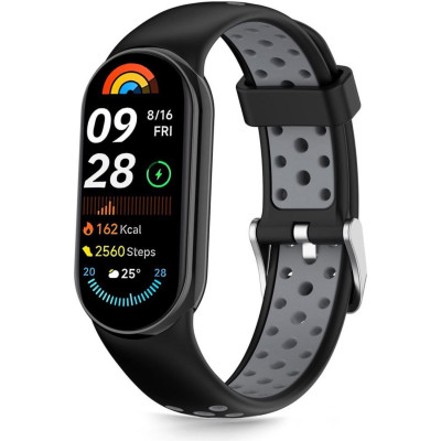 Λουράκι Xiaomi Smart Band 10 / 10 NFC / 9 / 9 NFC / 8 / 8 NFC Tech-Protect Iconband Air Σιλικόνης - Black / Grey (5906302331338)
