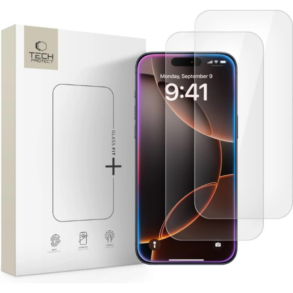 Tempered Glass iPhone 17 Pro Max / 16 Pro Max Tech-Protect Glass Fit+ Αντιχαρακτικό Γυαλί Προστασίας Οθόνης 2 Τεμάχια - Clear (5906302319251)