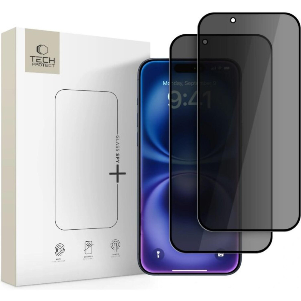 Tempered Glass iPhone Air Tech-Protect Glass Spy+ Privacy Full Face Αντιχαρακτικό Γυαλί Προστασίας Απορρήτου Οθόνης 2 Τεμάχια - Black (5906302319312)