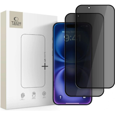 Tempered Glass iPhone Air Tech-Protect Glass Spy+ Privacy Full Face Αντιχαρακτικό Γυαλί Προστασίας Απορρήτου Οθόνης 2 Τεμάχια - Black (5906302319312)