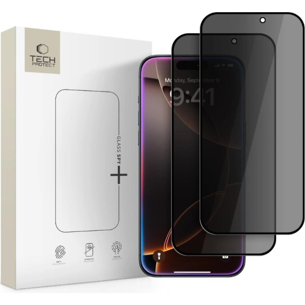 Tempered Glass iPhone 17 Pro Max / 16 Pro Max Tech-Protect Glass Spy+ Privacy Full Face Αντιχαρακτικό Γυαλί Προστασίας Απορρήτου Οθόνης 2 Τεμάχια - Black (5906302319329)