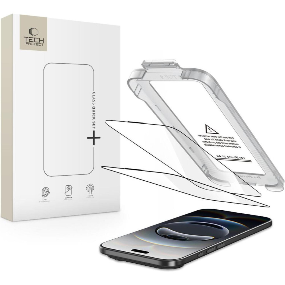 Tempered Glass iPhone Air Tech-Protect Quick Set+ Full Face Αντιχαρακτικό Γυαλί Προστασίας Οθόνης 2 Τεμάχια - Black (5906302319343)