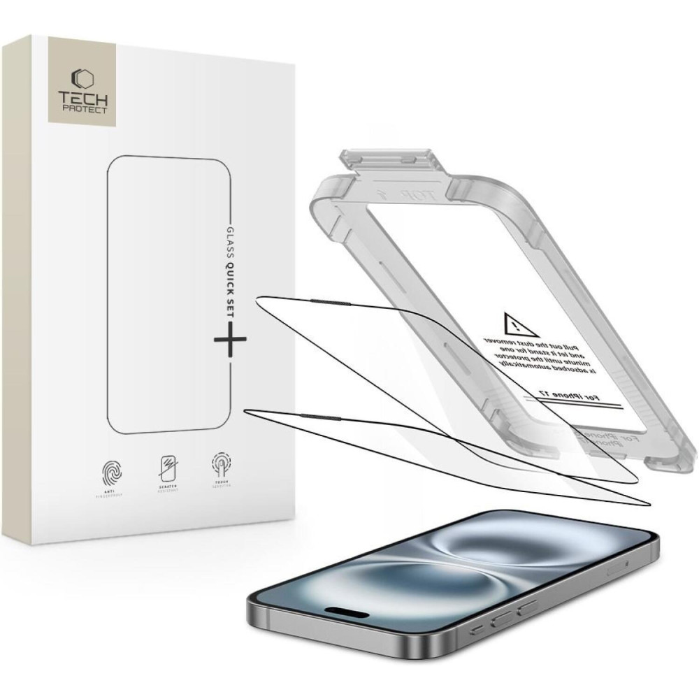 Tempered Glass iPhone 17 Tech-Protect Quick Set+ Full Face Αντιχαρακτικό Γυαλί Προστασίας Οθόνης 2 Τεμάχια - Black (5906302319336)