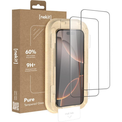 Tempered Glass iPhone 16 Pro Max Nekit Pure Premium Ανθεκτικό 9Η+ Full Face Αντιχαρακτικό Γυαλί Προστασίας Οθόνης με Απλικατέρ 2 Τεμάχια - Black (8719246480065)