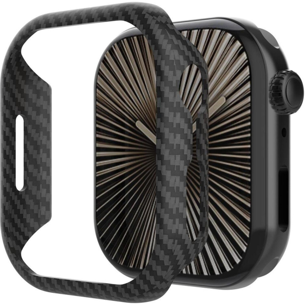 Θήκη Apple Watch 11 / 10 42mm Nekit Fiber Kevlar Σκληρή Aramid Fiber 0.6mm 1500D - Black (8719246483929)