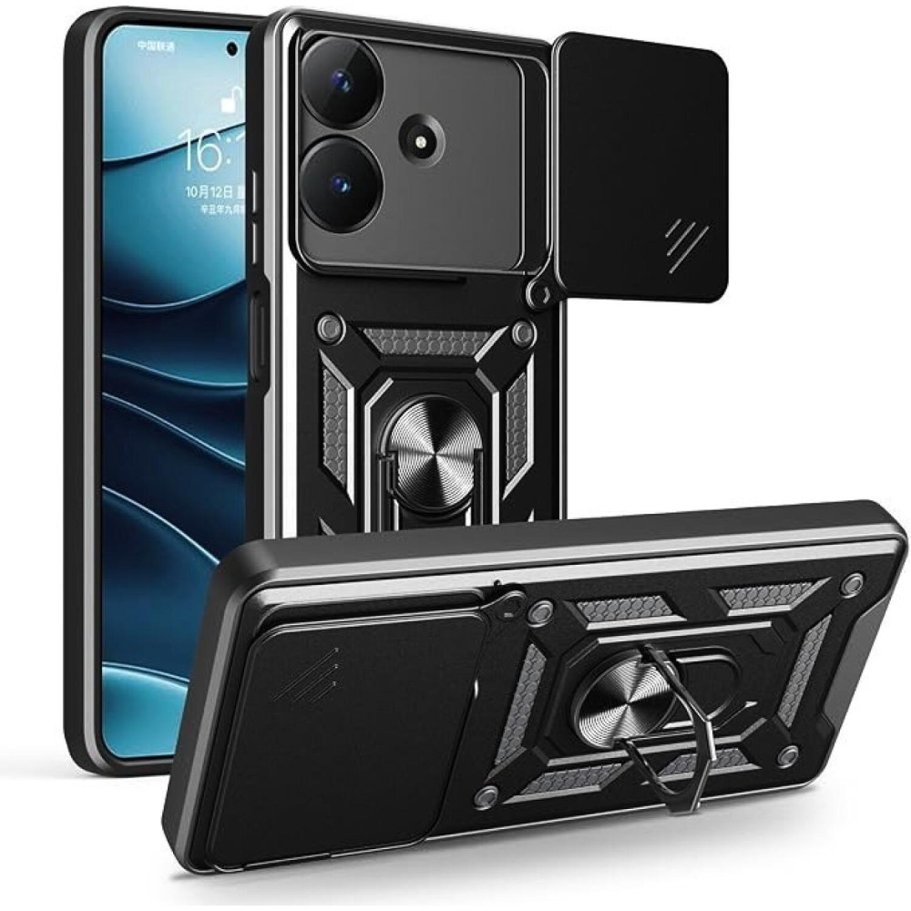 Θήκη Realme Note 60 Bodycell Armor Slide Ανθεκτική με Κάλυμμα για την Κάμερα & Μεταλλικό Ring Holder - Black (5206015082566)