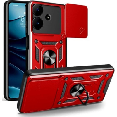 Θήκη Realme Note 60 Bodycell Armor Slide Ανθεκτική με Κάλυμμα για την Κάμερα & Μεταλλικό Ring Holder - Red (5206015082573)