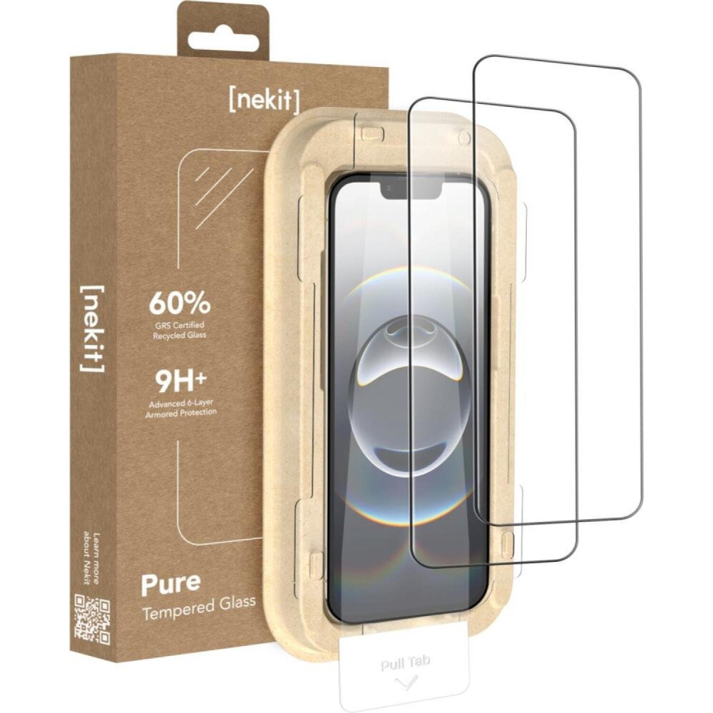Tempered Glass iPhone 16e / 14 / 13 / 13 Pro Nekit Pure Premium Ανθεκτικό 9Η+ Full Face Αντιχαρακτικό Γυαλί Προστασίας Οθόνης με Απλικατέρ 2 Τεμάχια - Black (8719246480102)