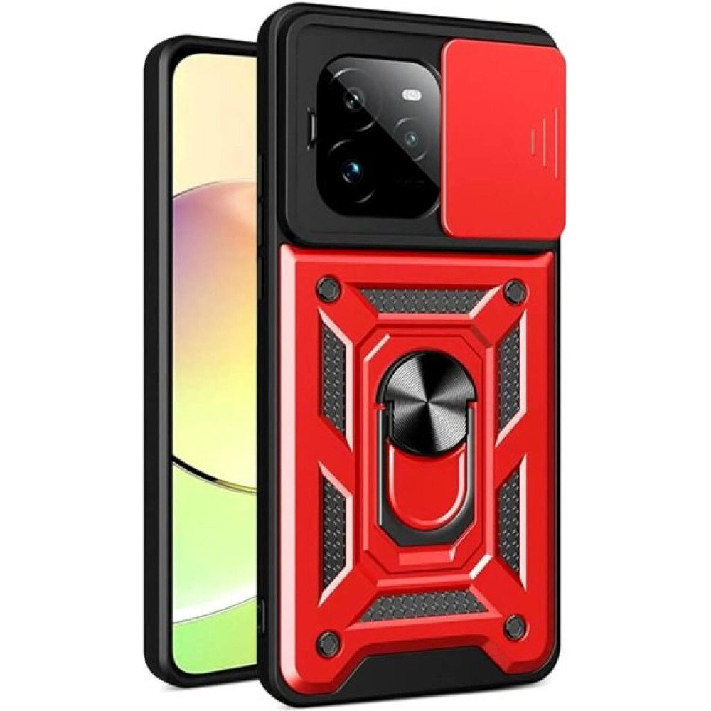 Θήκη Realme GT 7 Pro Bodycell Armor Slide Ανθεκτική με Κάλυμμα για την Κάμερα & Μεταλλικό Ring Holder - Red (5206015082511)