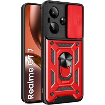 Θήκη Realme GT 7 / GT 7T Bodycell Armor Slide Ανθεκτική με Κάλυμμα για την Κάμερα & Μεταλλικό Ring Holder - Red (5206015082542)