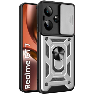 Θήκη Realme GT 7 / GT 7T Bodycell Armor Slide Ανθεκτική με Κάλυμμα για την Κάμερα & Μεταλλικό Ring Holder - Silver (5206015082559)