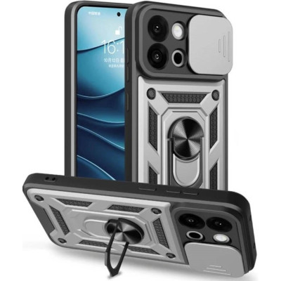 Θήκη OnePlus 13T / 13s Bodycell Armor Slide Ανθεκτική με Κάλυμμα για την Κάμερα & Μεταλλικό Ring Holder - Silver (5206015082436)