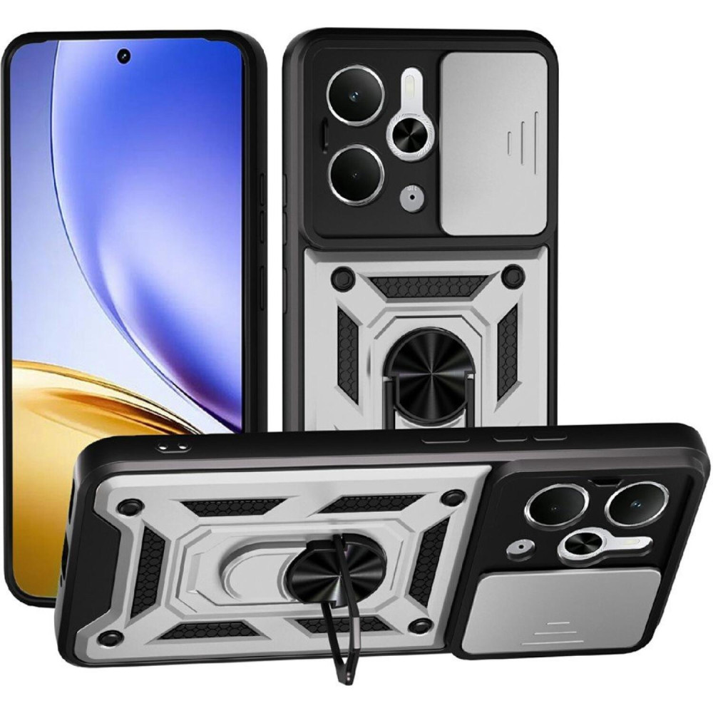 Θήκη Realme P3 Bodycell Armor Slide Ανθεκτική με Κάλυμμα για την Κάμερα & Μεταλλικό Ring Holder - Silver (5206015082610)