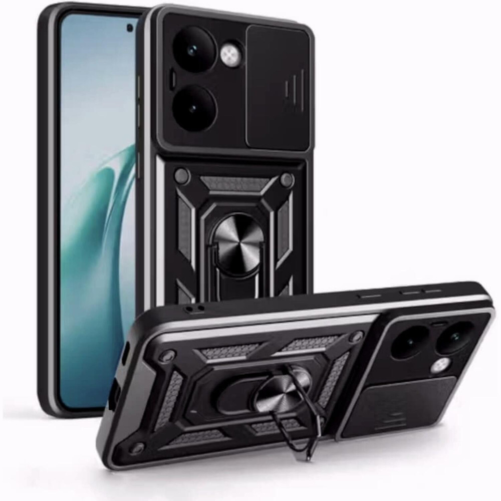 Θήκη Realme P3 Ultra Bodycell Armor Slide Ανθεκτική με Κάλυμμα για την Κάμερα & Μεταλλικό Ring Holder - Black (5206015082627)
