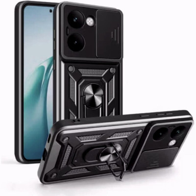 Θήκη Realme P3 Ultra Bodycell Armor Slide Ανθεκτική με Κάλυμμα για την Κάμερα & Μεταλλικό Ring Holder - Black (5206015082627)