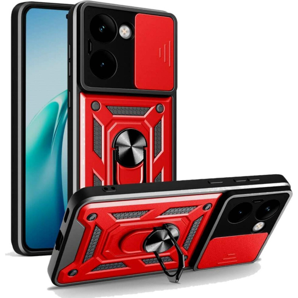 Θήκη Realme P3 Ultra Bodycell Armor Slide Ανθεκτική με Κάλυμμα για την Κάμερα & Μεταλλικό Ring Holder - Red (5206015082634)