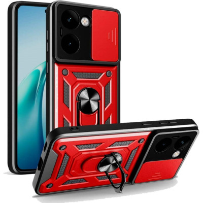 Θήκη Realme P3 Ultra Bodycell Armor Slide Ανθεκτική με Κάλυμμα για την Κάμερα & Μεταλλικό Ring Holder - Red (5206015082634)