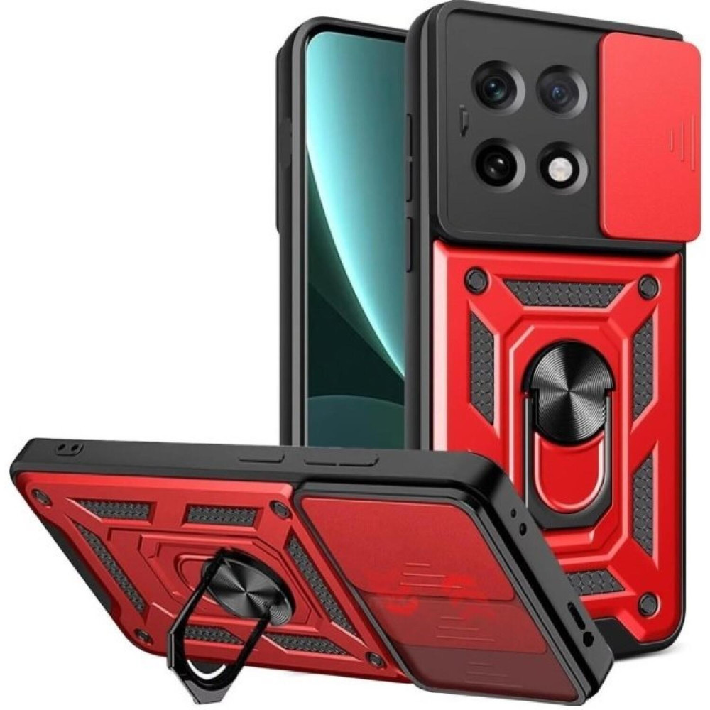Θήκη Xiaomi Redmi Note 14S Bodycell Armor Slide Ανθεκτική με Κάλυμμα για την Κάμερα & Μεταλλικό Ring Holder - Red (5206015082726)