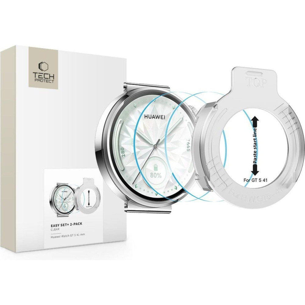 Tempered Glass Huawei Watch GT 5 41mm Tech-Protect Easy Set+ Αντιχαρακτικό Γυαλί Προστασίας Οθόνης 2 Τεμάχια - Clear (5906302318940)